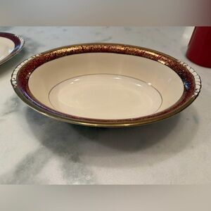 Nautilus Red and Gold Rim Ceramic Serving Bowl